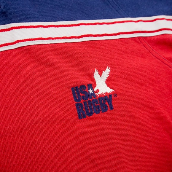 Vintage Y2K Adidas USA Rugby Striped Embroidered Short Sleeve Henley Shirt L - Picture 9 of 10